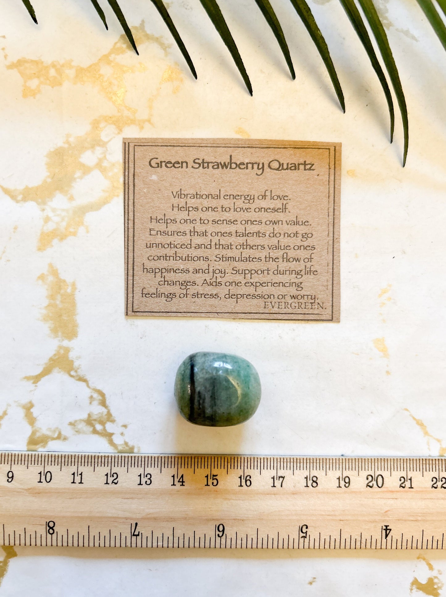 Green Strawberry Quartz Crystal Tumbled Stone - Love, Happiness & Joy