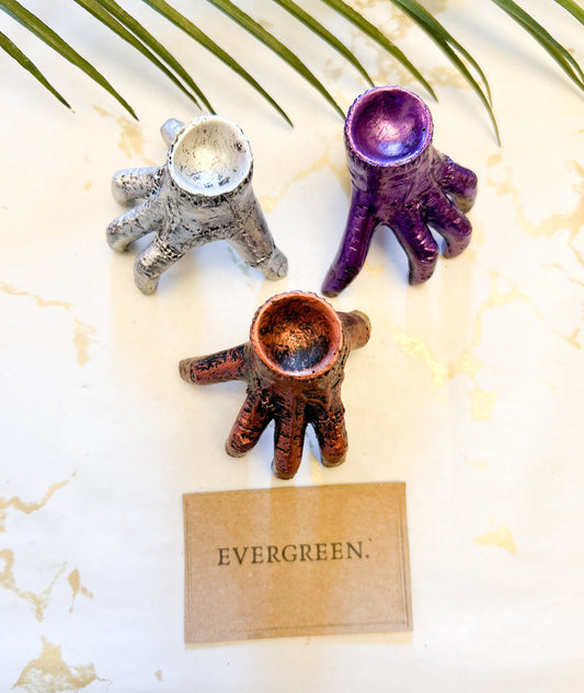 Monster Hand / Claw Crystal Ball Stand - Silver / Red / Purple