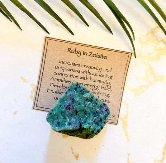 Raw / Rough Ruby In Zoisite Crystal - Energy, Creativity & Uniqueness