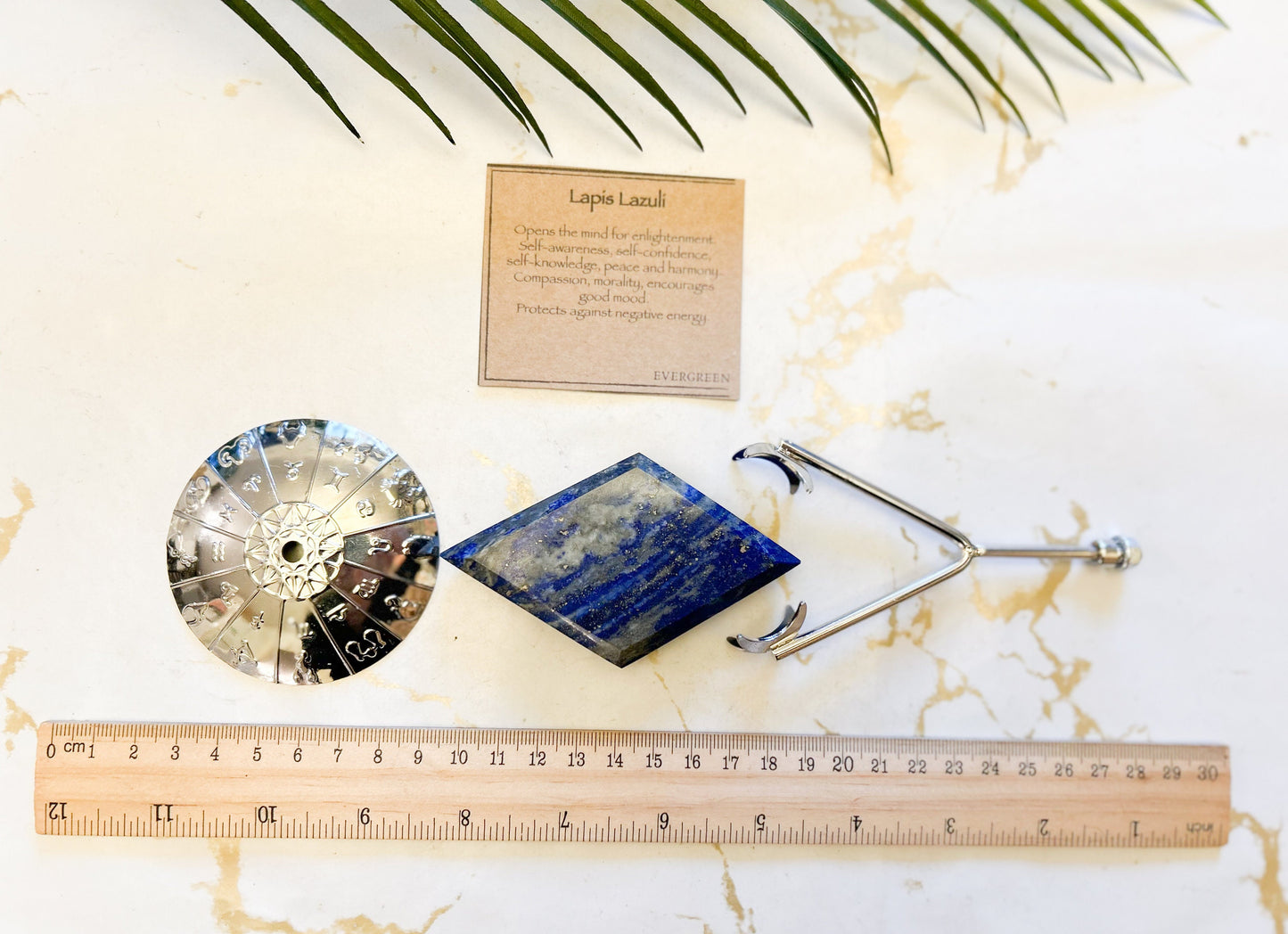 Lapis Lazuli Crystal Diamond On A Zodiac Stand - Protection, Enlightenment & Self-Awareness