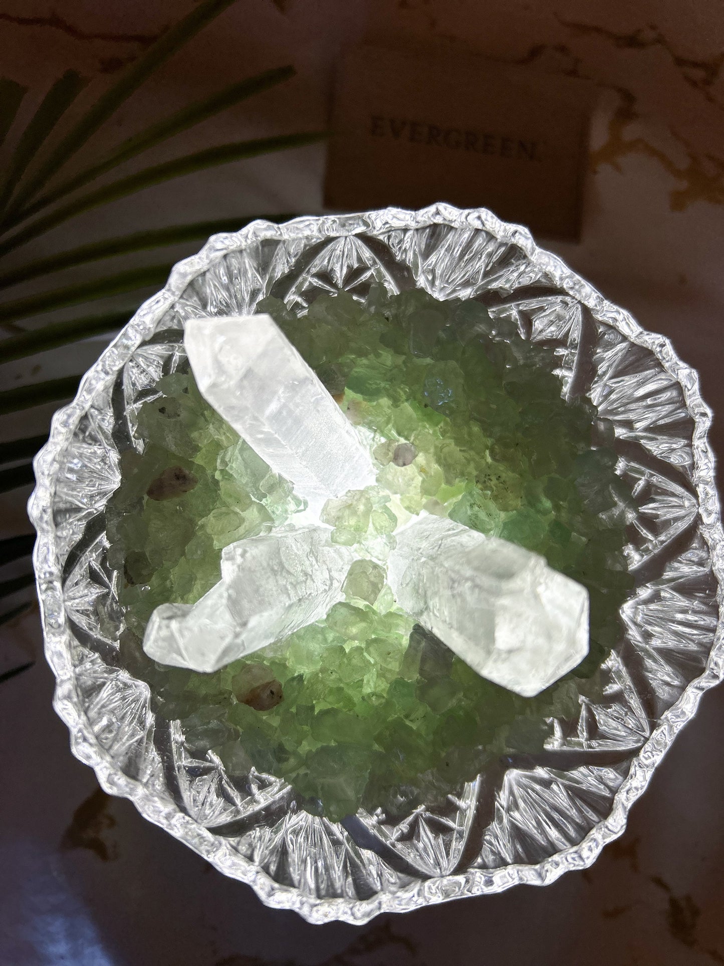 LED Light Crystal Chip And Point Ornate Intention Dish - Intentions & Manifestation