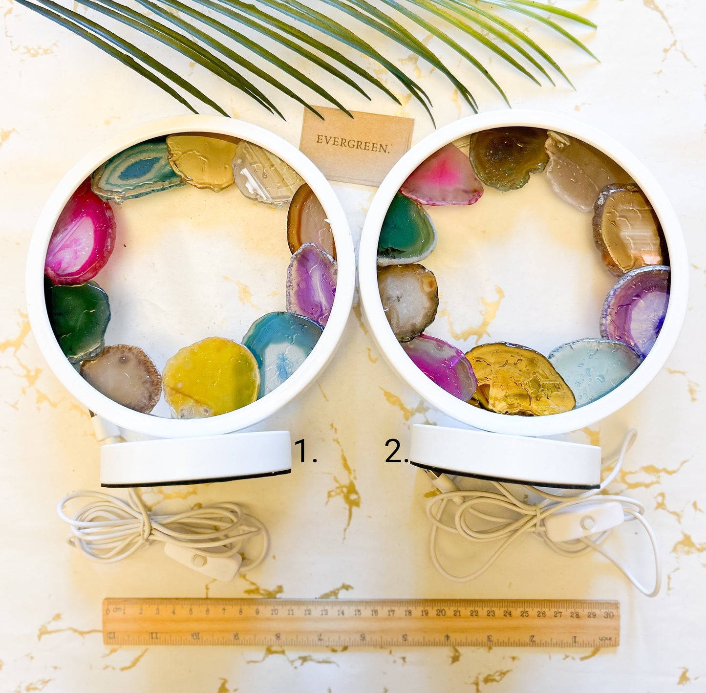 Agate Crystal Slice USB LED Light Table Lamp
