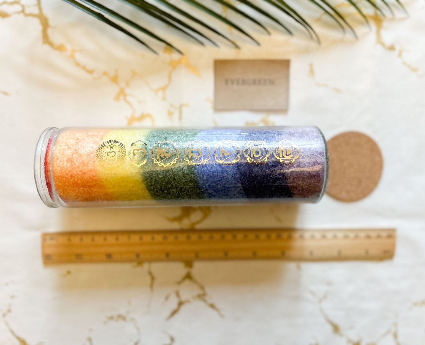 7 Chakra Handmade Fairtrade 100hr Palm Wax & Recycled Glass Jar Candle