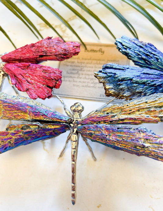 Aura Tourmaline Feather Crystal Butterfly - Positive Change, Hope & Celebration