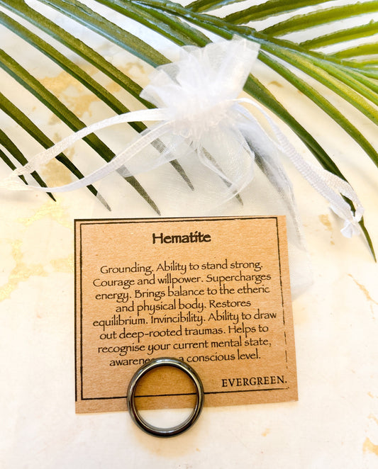 Hematite Crystal Ring - Grounding, Courage & Willpower