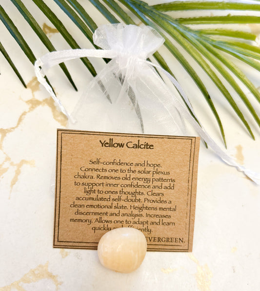 Yellow Calcite Crystal Tumbled Stone - Self-Confidence, Hope & Light