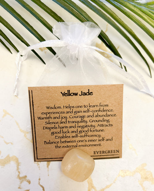Yellow Jade Crystal Tumbled Stone - Wisdom, Courage & Grounding