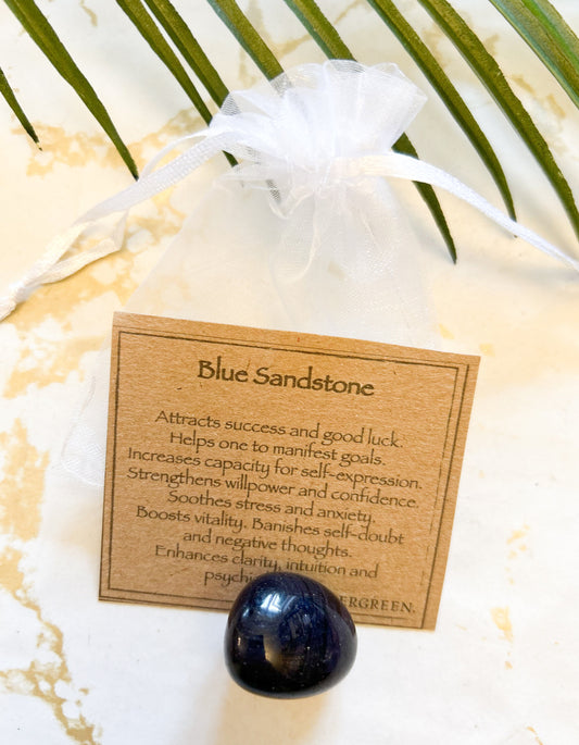 Blue Sandstone Crystal Tumbled Stone - Success, Good Luck & Manifestation