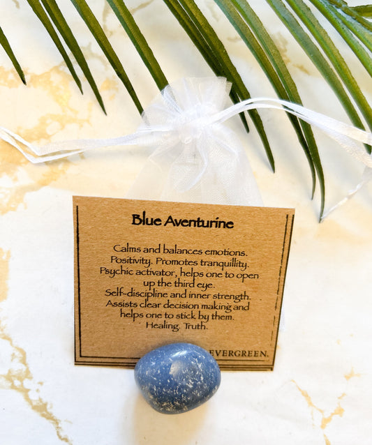 Blue Aventurine Crystal Tumbled Stone - Positivity, Tranquility & Inner Strength