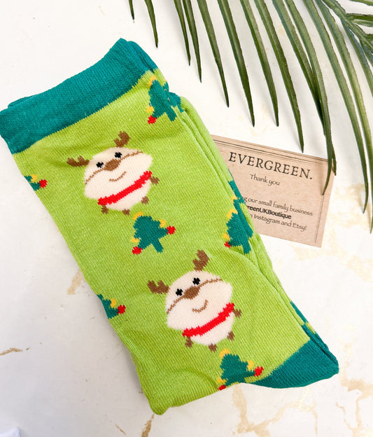 Unisex Christmas Socks - Santa / Father Christmas / Rudolph / Reindeer / Elf /Pudding /Snow / Holly