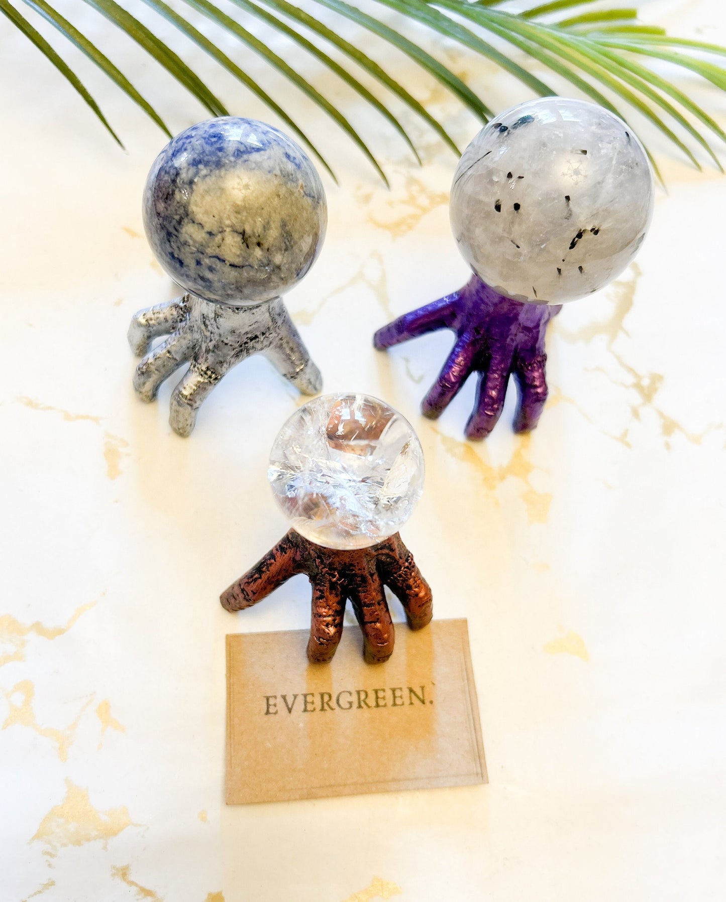 Monster Hand / Claw Crystal Ball Stand - Silver / Red / Purple