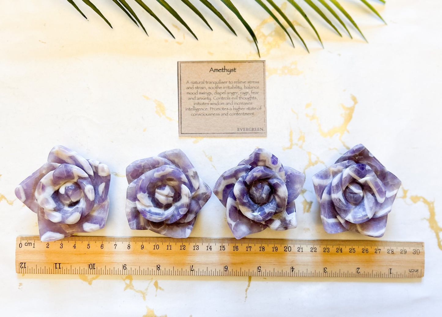 Amethyst Crystal Flower Carving - Balance, Wisdom & Intelligence