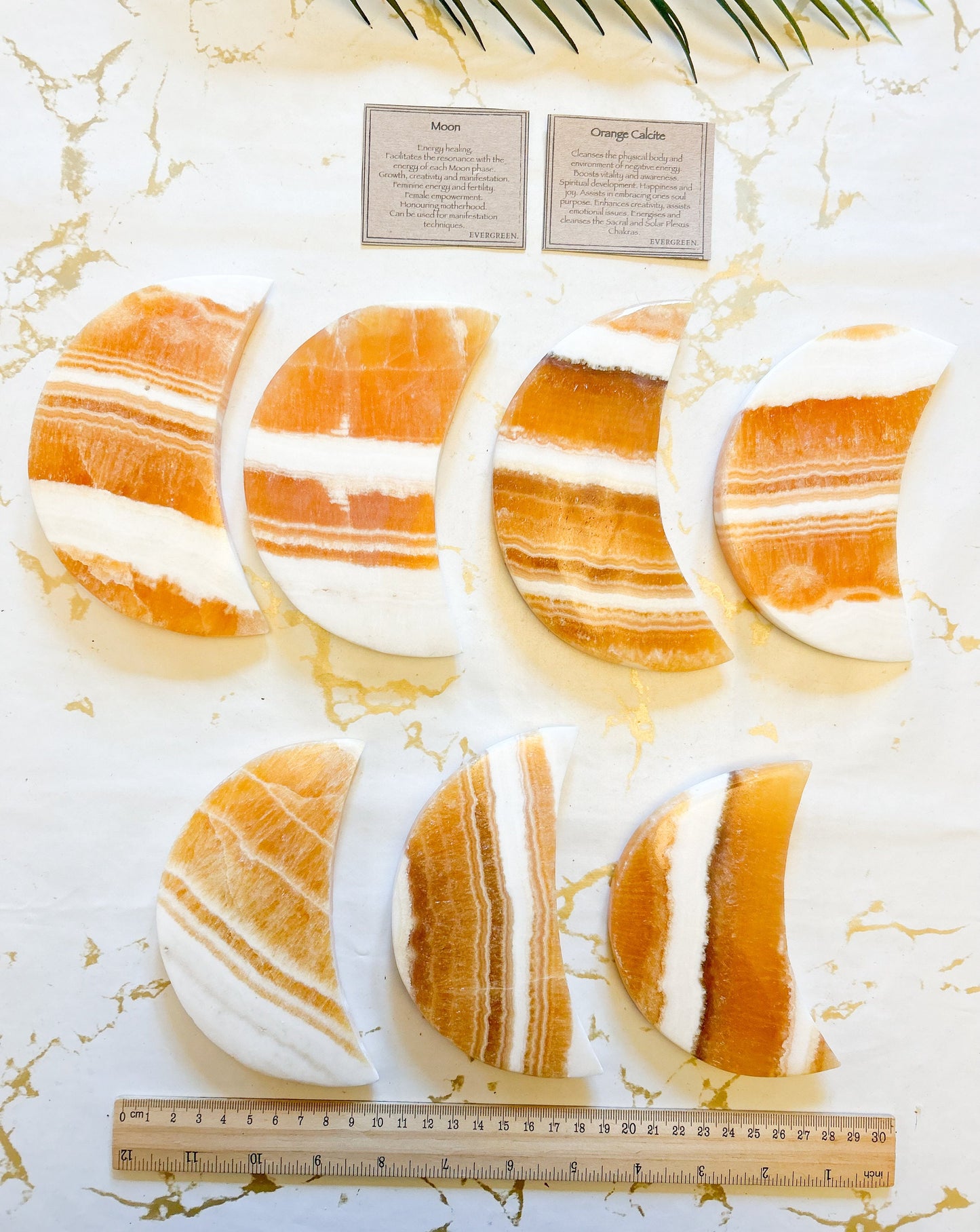 Orange Calcite Crystal Moon - Happiness, Joy & Creativity