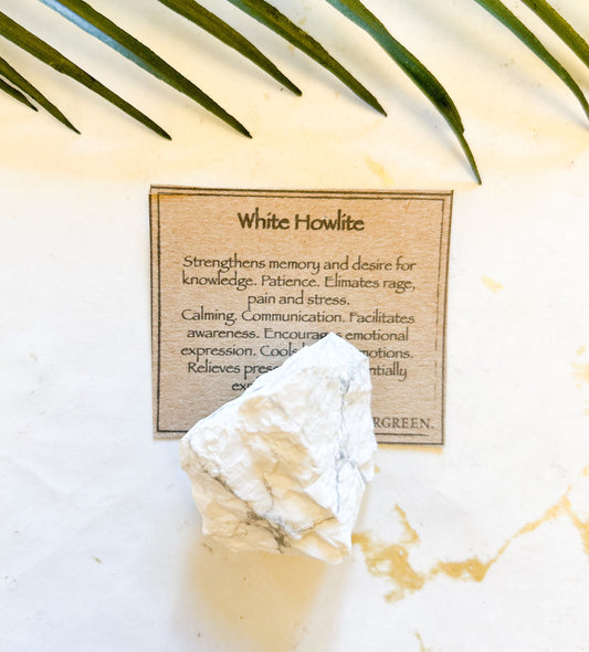 Raw / Rough White Howlite Crystal - Calming, Awareness & Patience