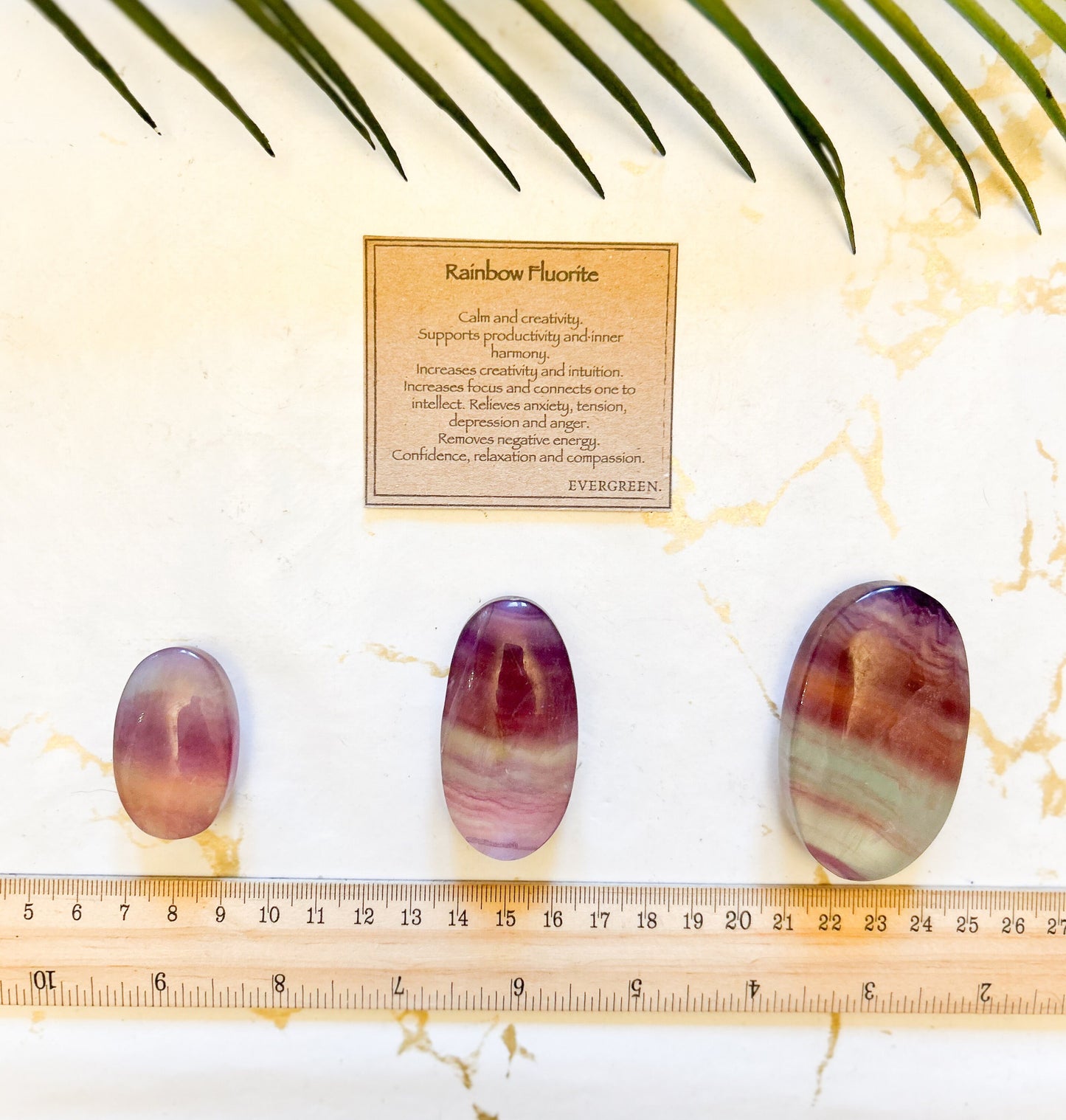 Rainbow Fluorite Crystal Pebble / Worry Stone - Confidence, Relaxation & Compassion