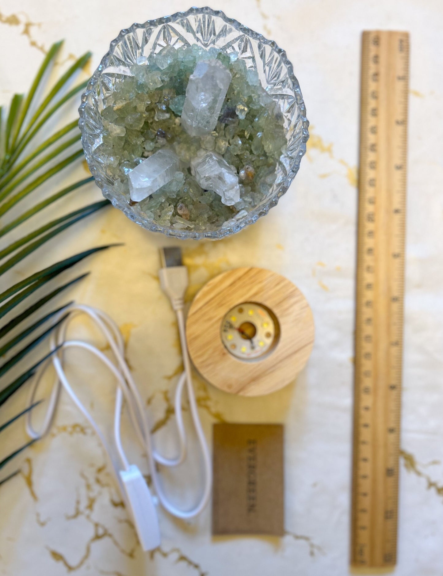 LED Light Crystal Chip And Point Ornate Intention Dish - Intentions & Manifestation