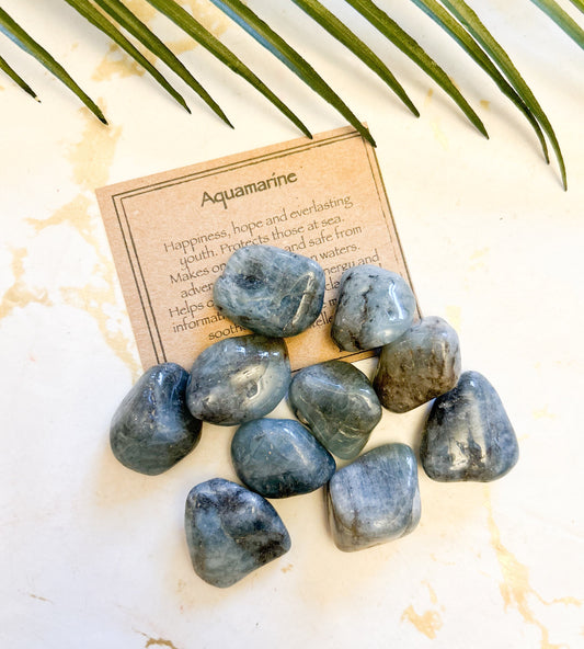 Aquamarine Crystal Tumbled Stone - Protection, Energy & Clarity