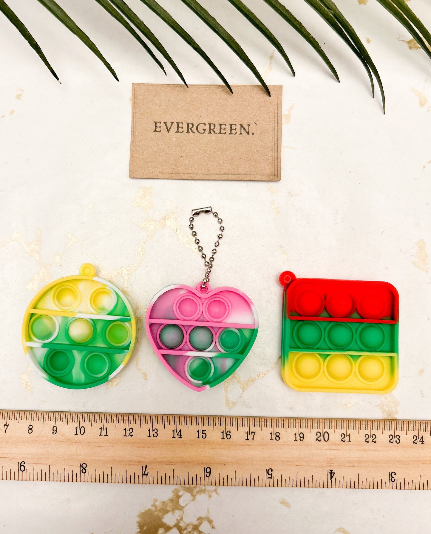 Heart / Circle / Square Fidget Popper Stress Relief Keychain - Wide Variety Available!