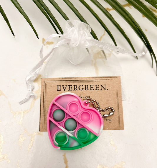 Heart / Circle / Square Fidget Popper Stress Relief Keychain - Wide Variety Available!