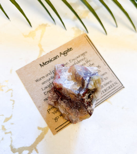 Raw / Rough Mexican Agate Crystal - Protection, Security & Self-Confidence