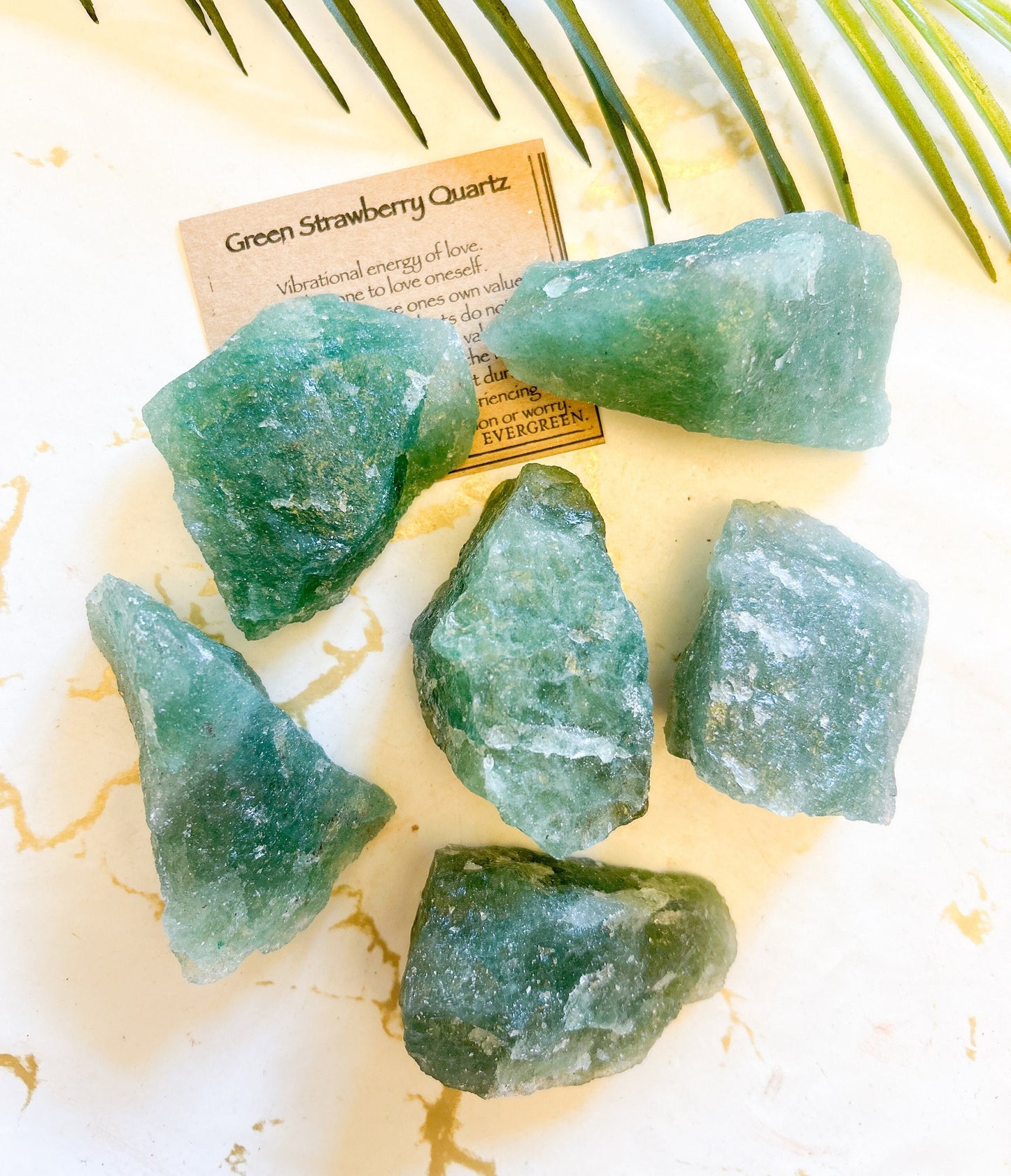 Raw / Rough Green Strawberry Quartz Crystal - Love, Value & Talent