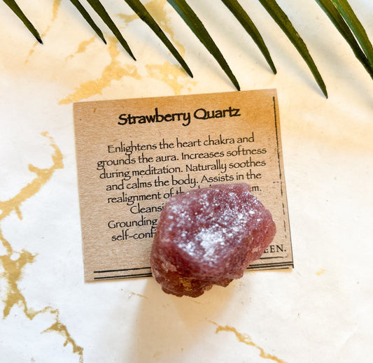 Raw / Rough Strawberry Quartz Crystal - Grounding, Protection & Healing