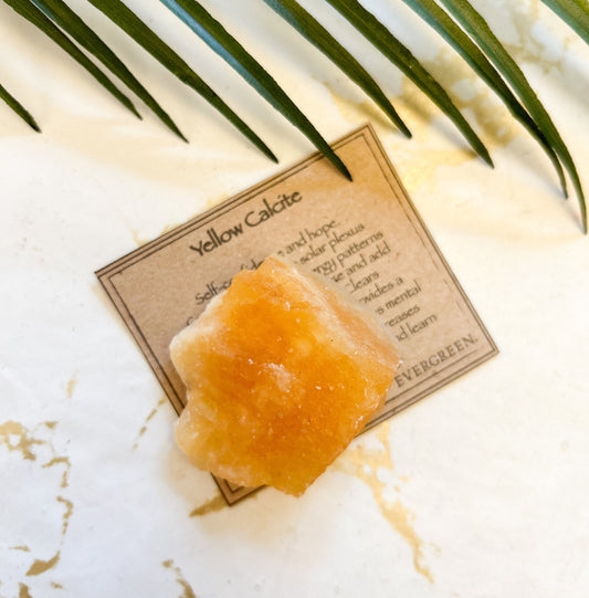 Raw / Rough Yellow Calcite Crystal - Hope, Self-Confidence & Memory