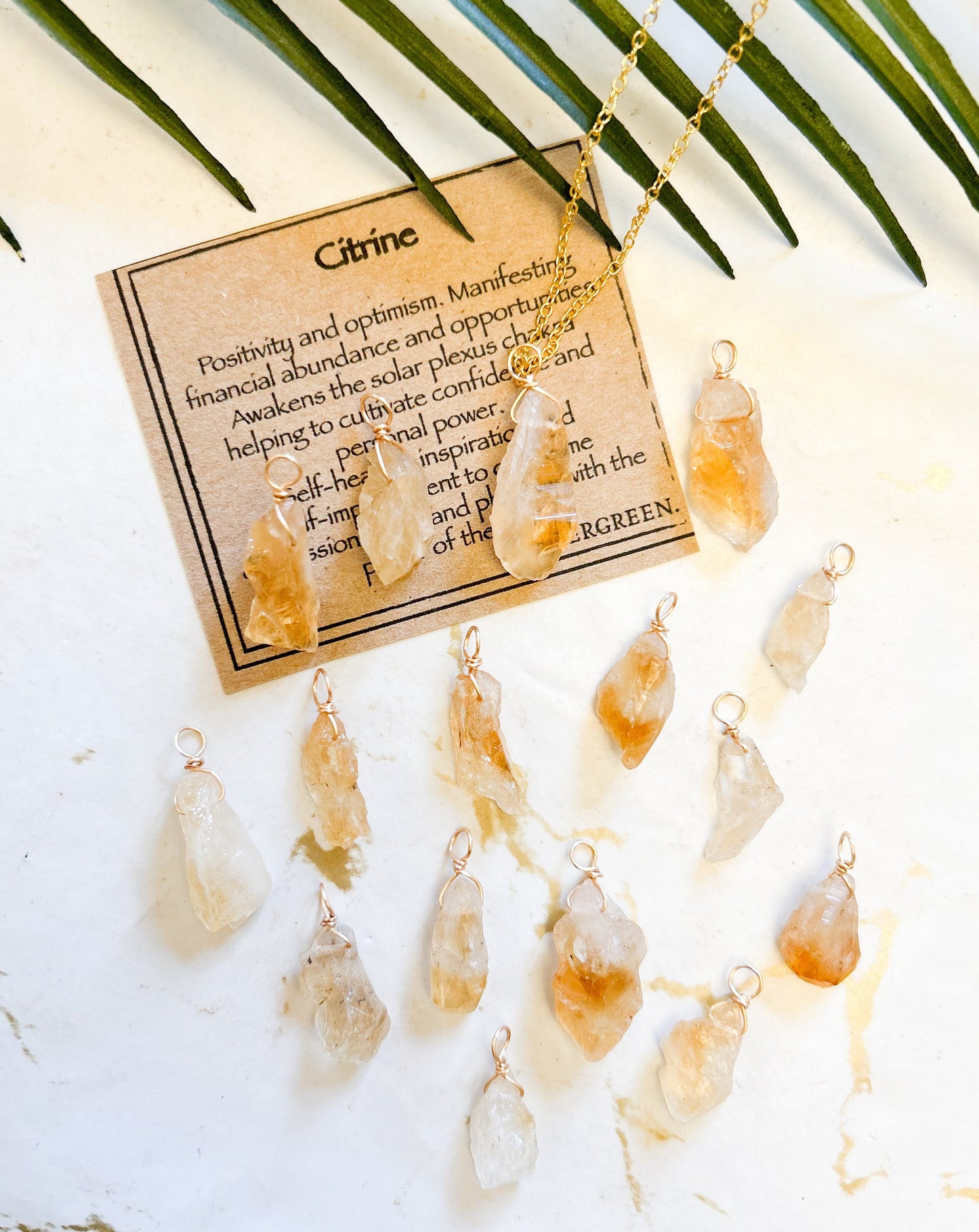 Handmade Raw / Rough Citrine Crystal Pendant - Positivity, Optimism & Self-Healing