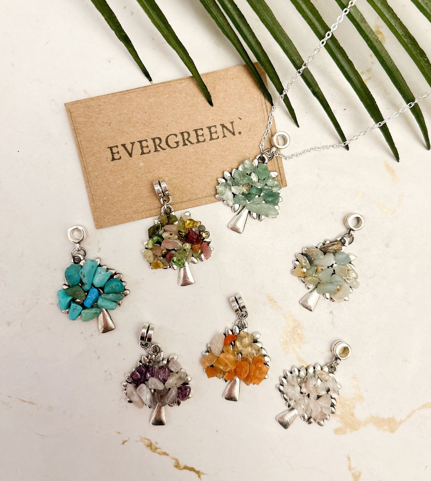Crystal Chip Tree Of Life Pendant - Wide Variety Available!
