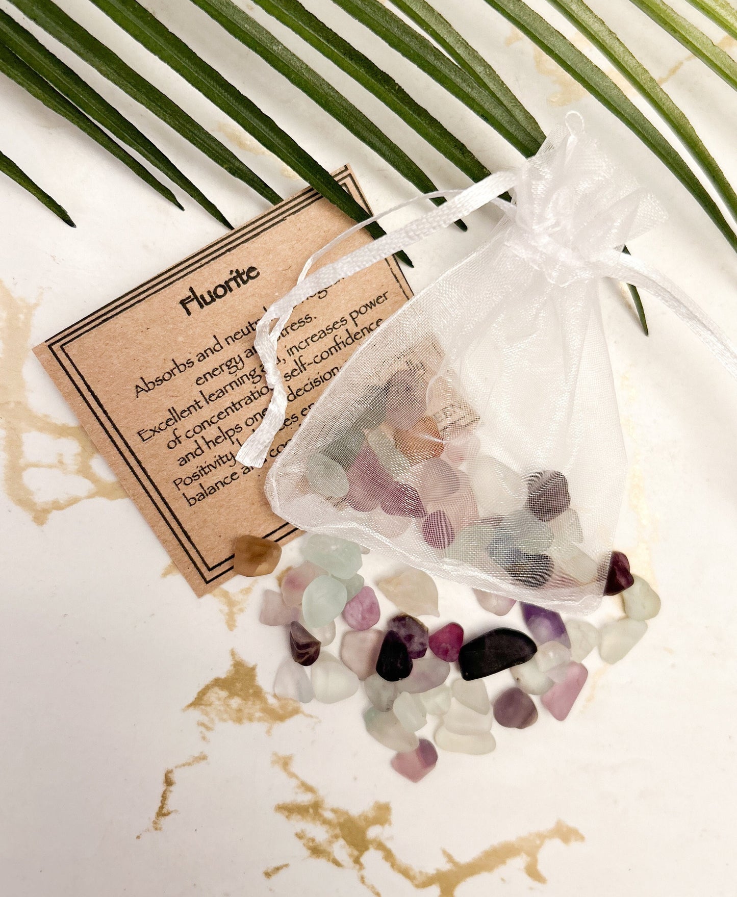 Fluorite Crystal Chips 20g Gift Bag - Concentration, Self-Confidence & Positivity