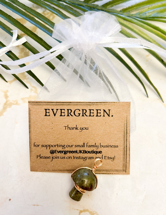 Wire Wrapped Crystal Mushroom Pendant / Charm - Wide Variety Available!