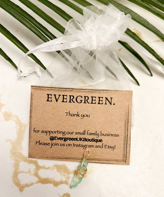 Wire Wrapped Quartz Crystal Point Pendant - Pink / Green