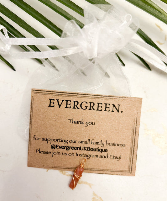 Wire Wrapped Warm Coloured Crystal Pencil Pendant - Wide Variety Available!