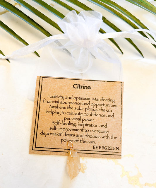 Handmade Raw / Rough Citrine Crystal Pendant - Positivity, Optimism & Self-Healing