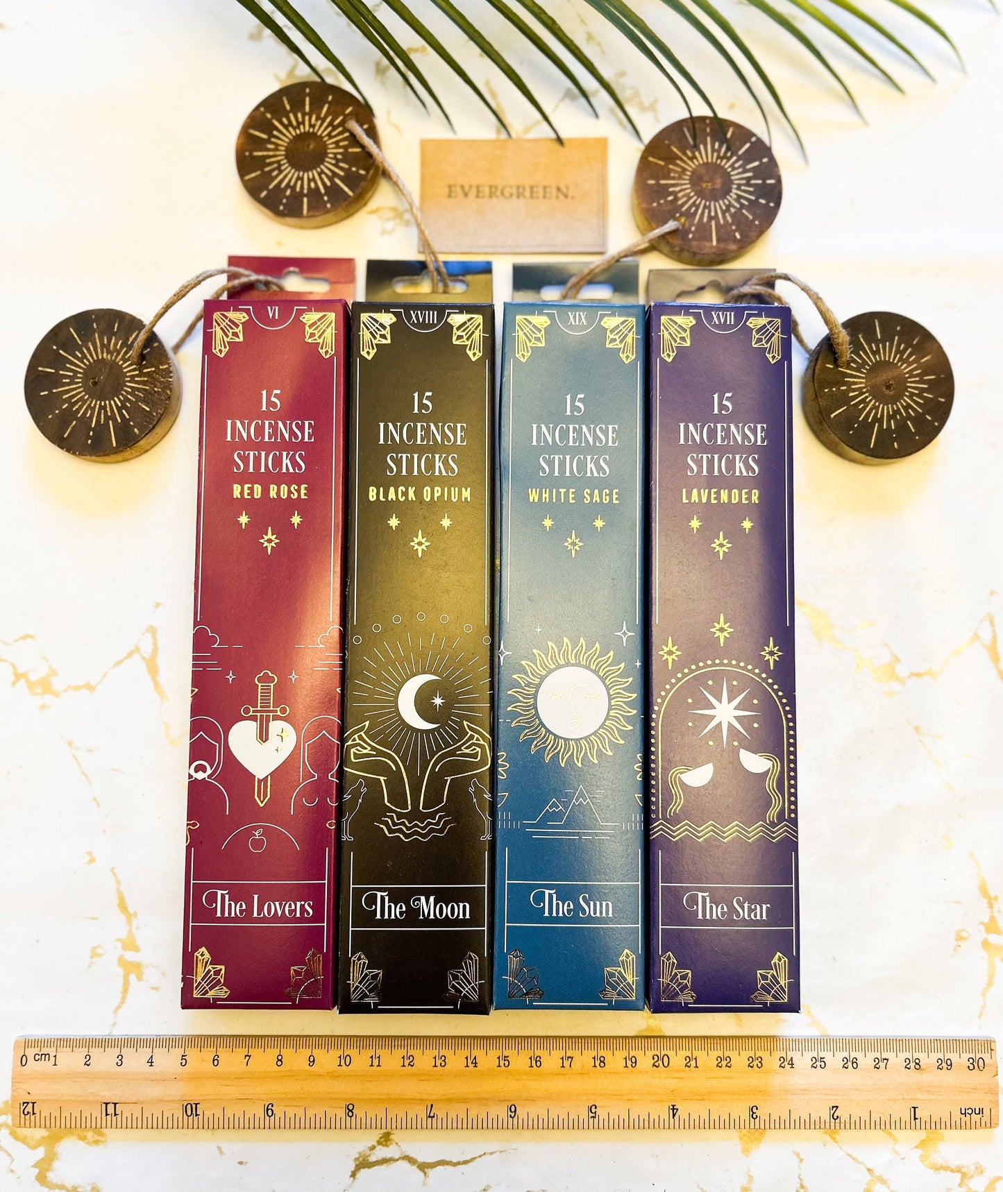 Tarot Cards 15 Incense Sticks & Holder - The Lovers / The Moon / The Sun / The Star