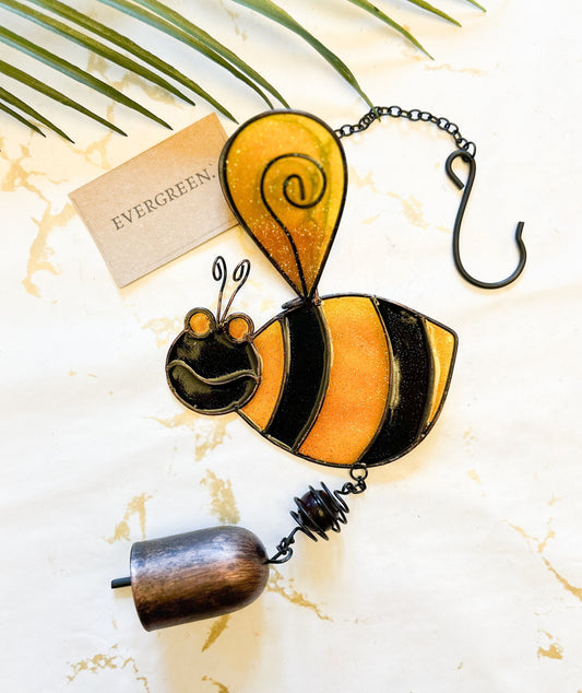 Bumble Bee Stained Glass Wind Chime - Garden / Home