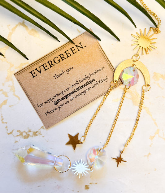 Moon / Star / Sun / Zodiac Crystal Suncatchers - Wide Variety Available!