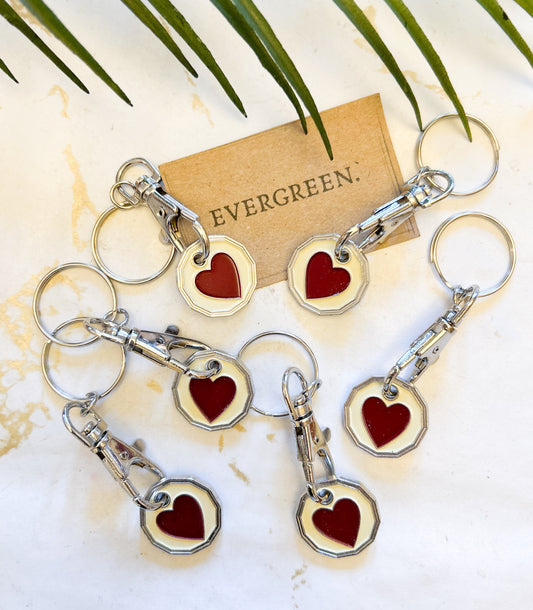 Yin Yang / Red Love Heart Trolley / Locker Token Keychain - Wide Variety Available!