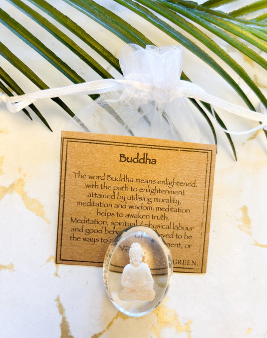 Buddha Crystal Resin Worry / Palm Stone - Wisdom, Meditation & Enlightenment