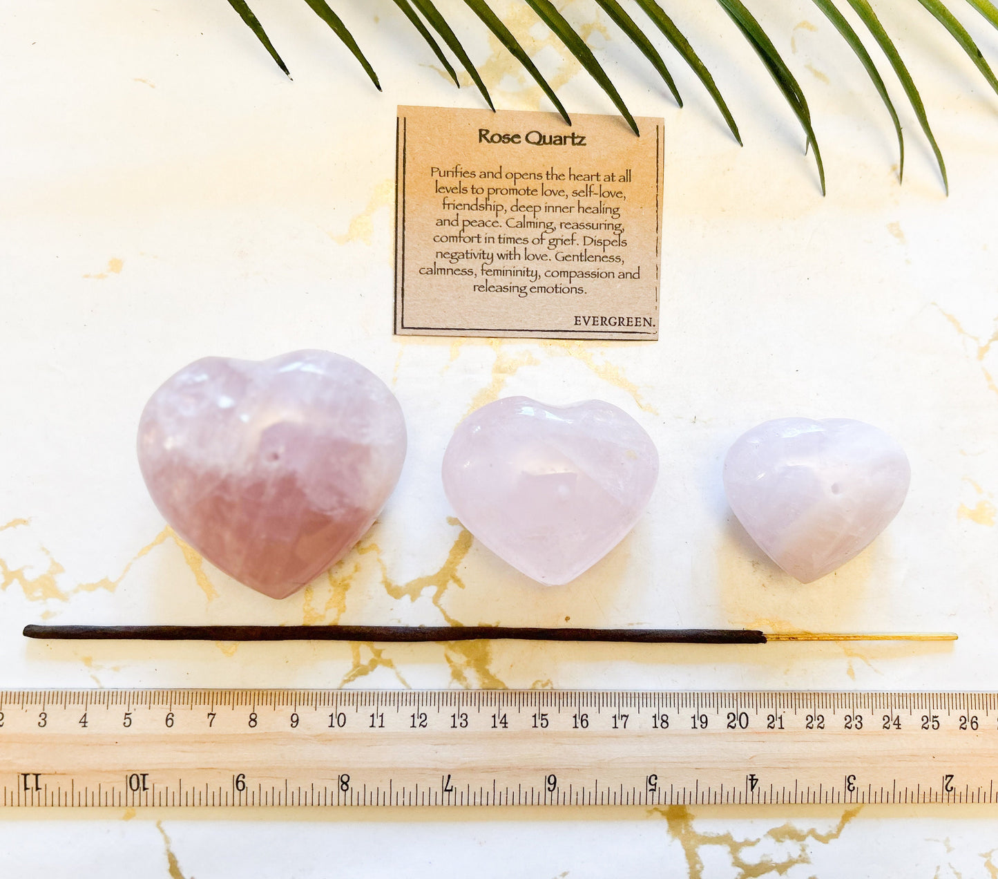 Rose Quartz Crystal Heart Incense Stick Holder - Love, Compassion & Healing