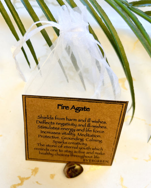 Fire Agate Crystal Tumbled Stone - Protection, Grounding & Vitality