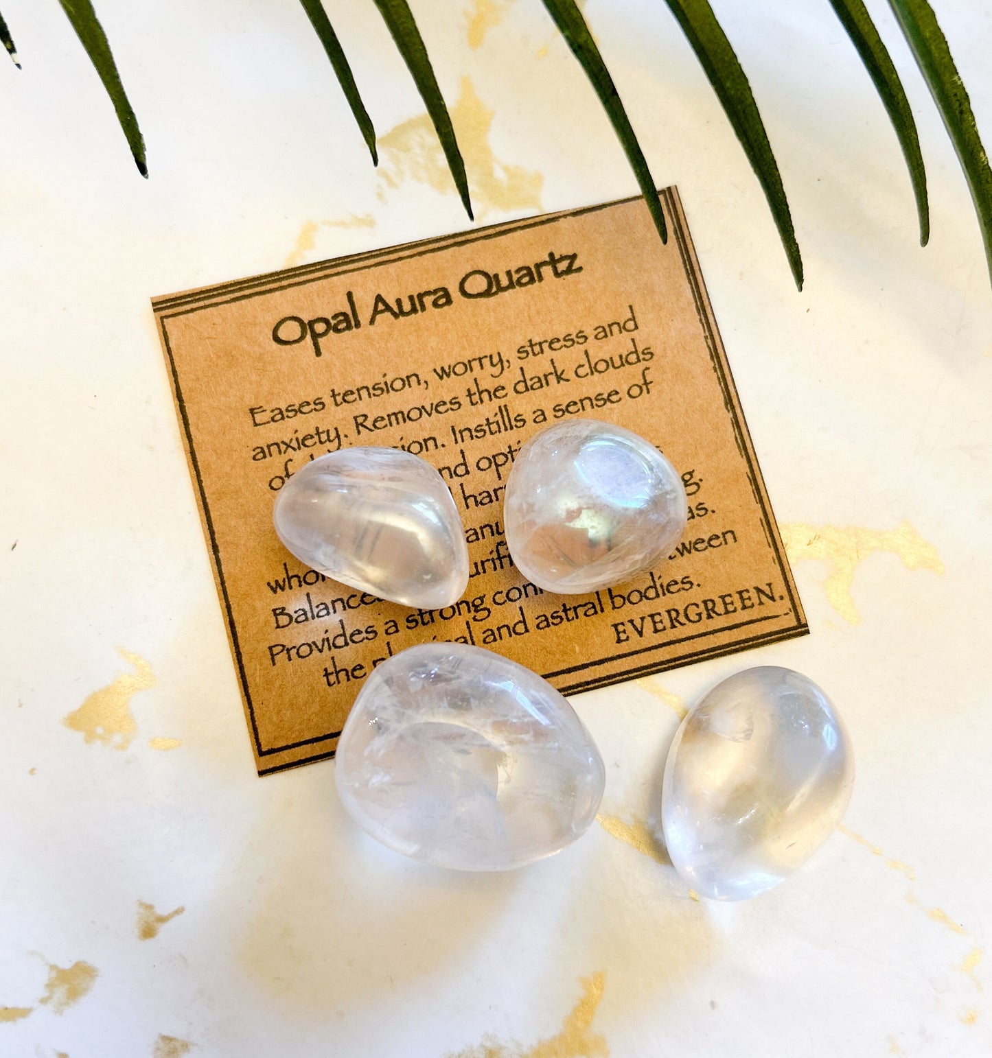 Opal Aura Quartz Crystal Tumbled Stone - Hope, Optimism & Balance