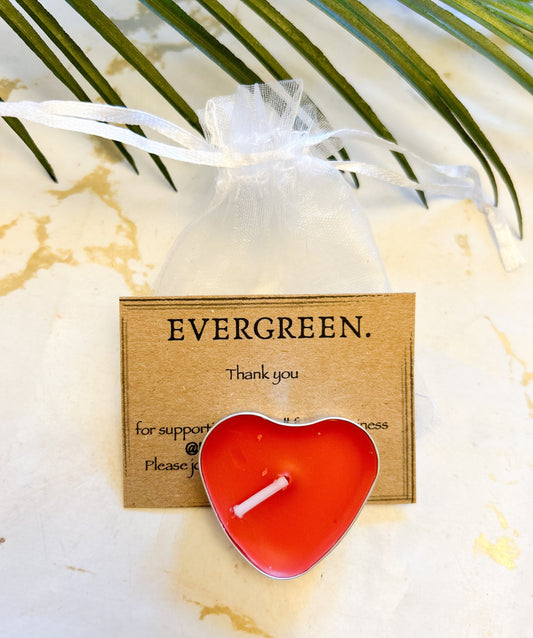 Red Heart Shaped Floral Lightly Scented Wax Tealight Candle - Love / Date / Valentine's / Anniversary / Wedding