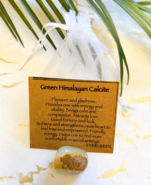 Green Himalayan Calcite Crystal Tumbled Stone - Vitality, Calm & Compassion