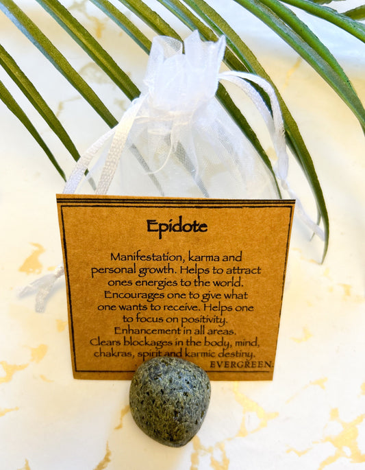 Epidote Crystal Tumbled Stone - Karma, Personal Growth & Positivity