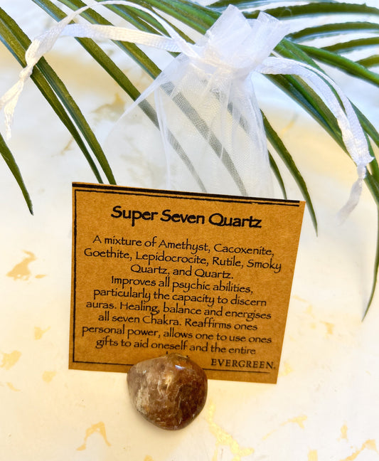 Super Seven Quartz Crystal Tumbled Stone - Personal Power, Psychic Abilities & Healing