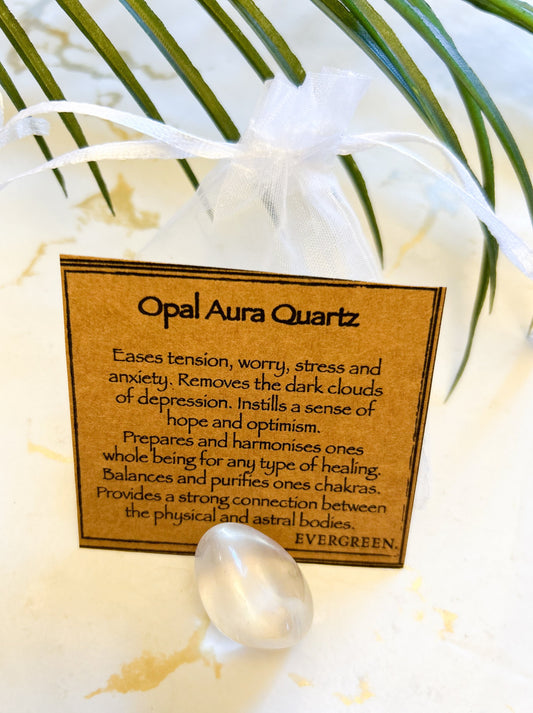 Opal Aura Quartz Crystal Tumbled Stone - Hope, Optimism & Balance