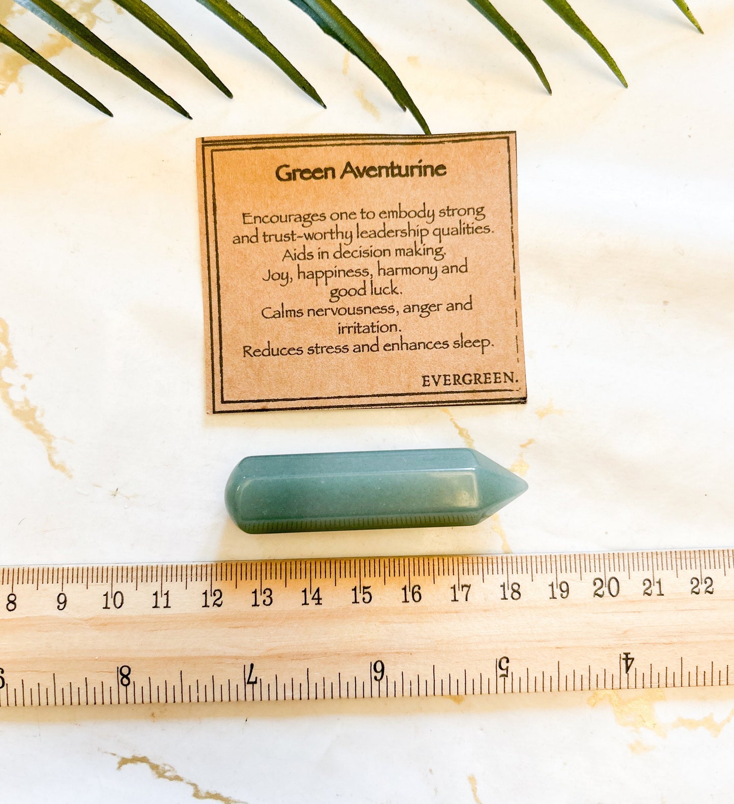 Green Aventurine Crystal Pointed Wand 60mm - Joy, Harmony & Good Luck