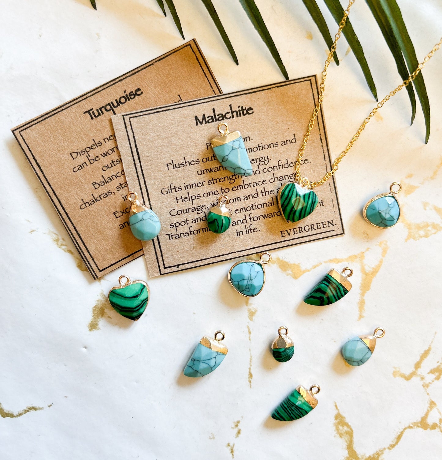 Turquoise & Malachite Crystal Pendants - Wide Variety Available!