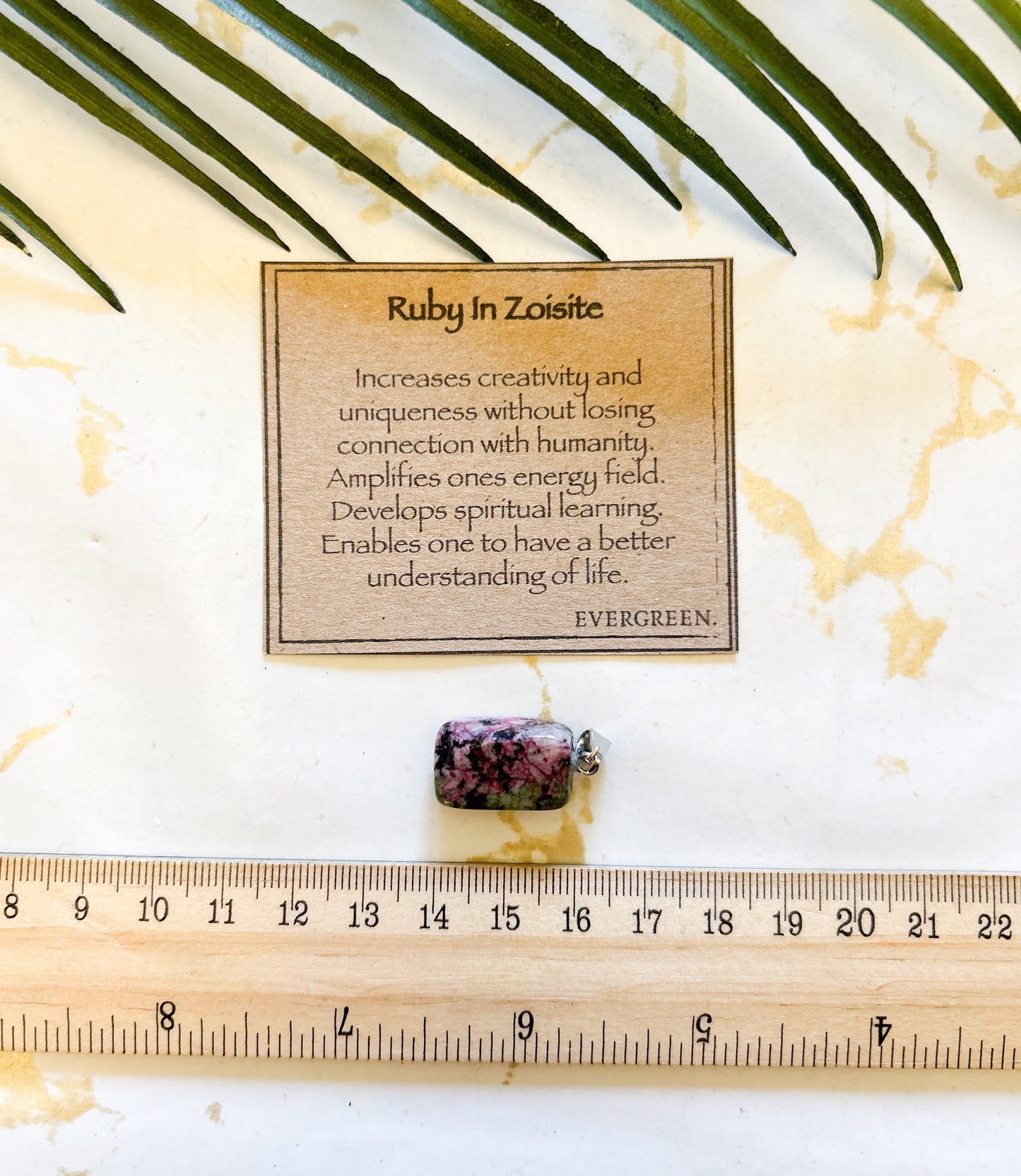 Ruby In Zoisite Crystal Tumbled Stone Pendant - Creativity, Uniqueness & Connection